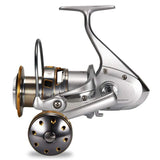TICA metal body spinning reel, silver and gold finish, on white background, ReelsDeal NZ