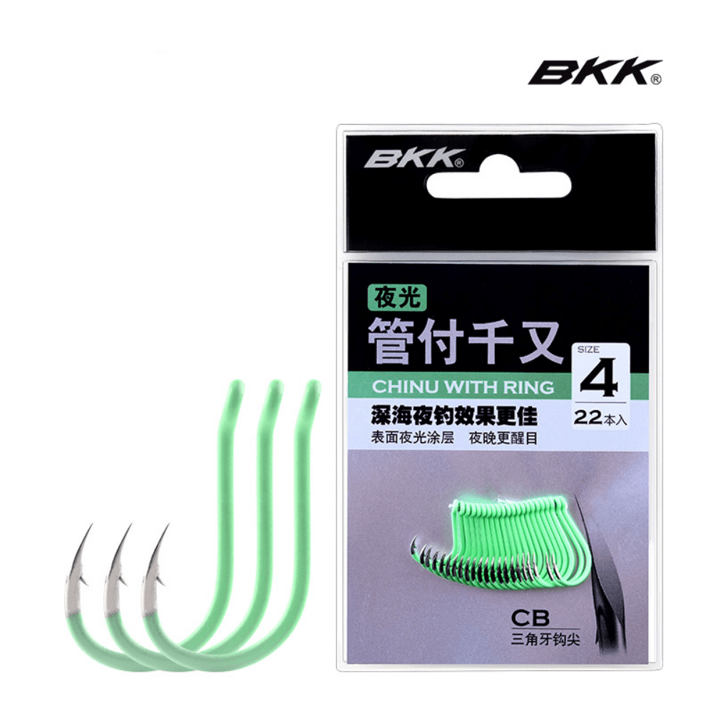 BKK Chinu Hook with Ring Glow Green - ReelsDeal Fishing Sale NZ