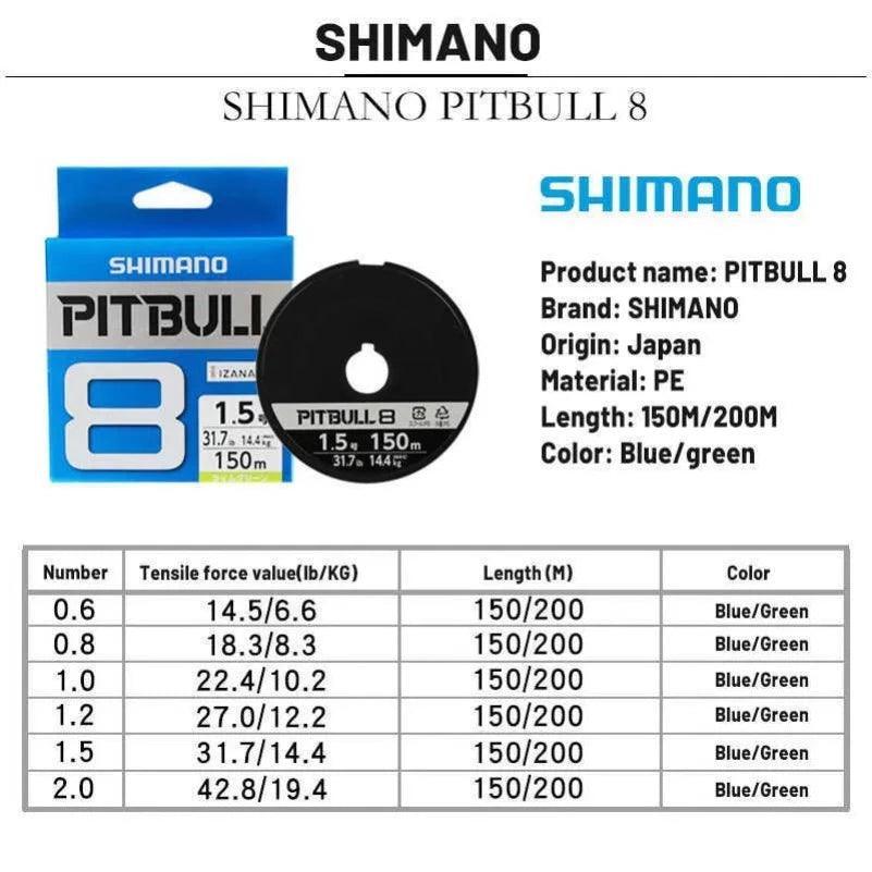 Shimano Pitbull 8 1.0# 22LB Braid 150m Green - ReelsDeal Fishing Sale NZ